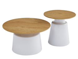Coach Coffee Table Set – Oak | White Frame