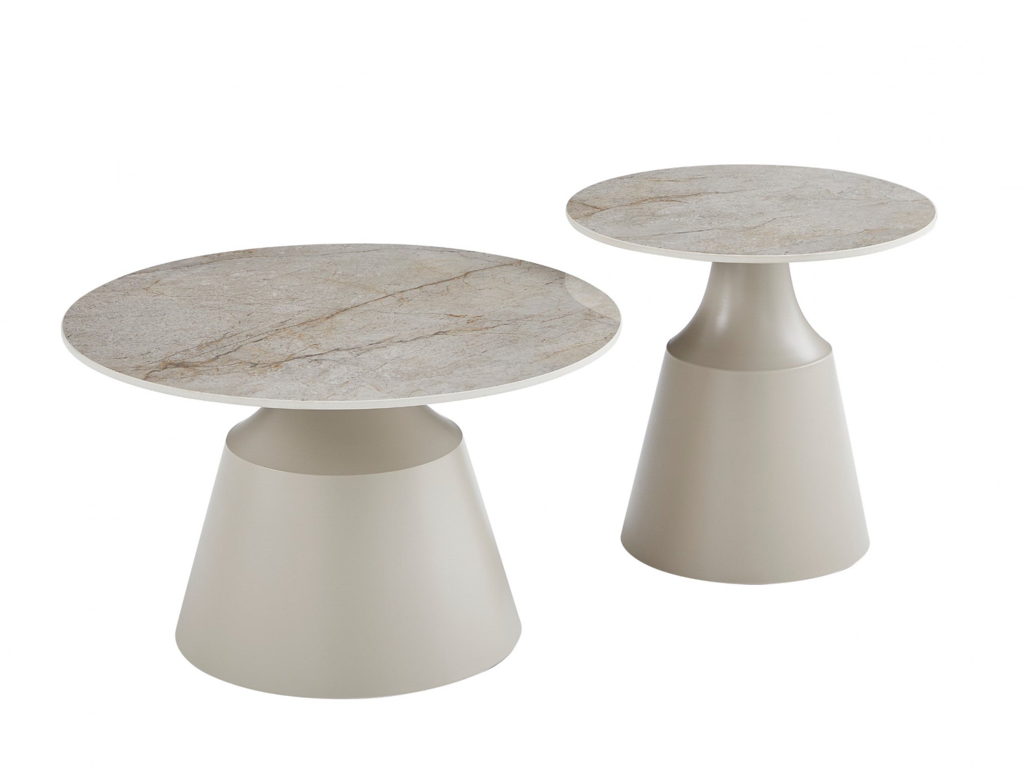 Sahara Coffee Table Set – Rocky Marble Effect | Cappuccino Frame (Nest of 2)