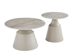 Sahara Coffee Table Set – Rocky Marble Effect | Cappuccino Frame (Nest of 2)