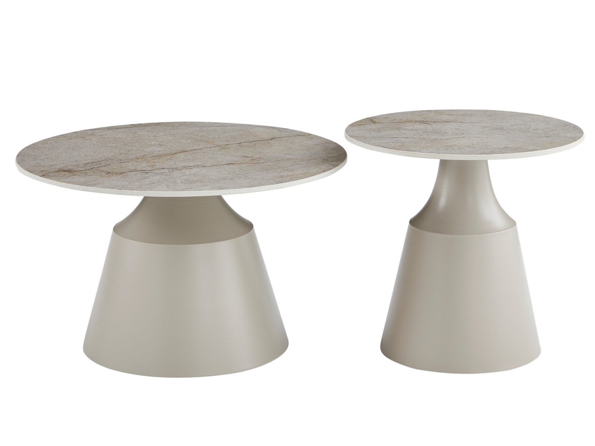 Sahara Coffee Table Set – Rocky Marble Effect | Cappuccino Frame (Nest of 2)