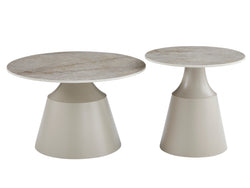 Sahara Coffee Table Set – Rocky Marble Effect | Cappuccino Frame (Nest of 2)