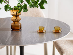 Scandi Large Dining Table – Black Sand Marble Effect | Black Frame