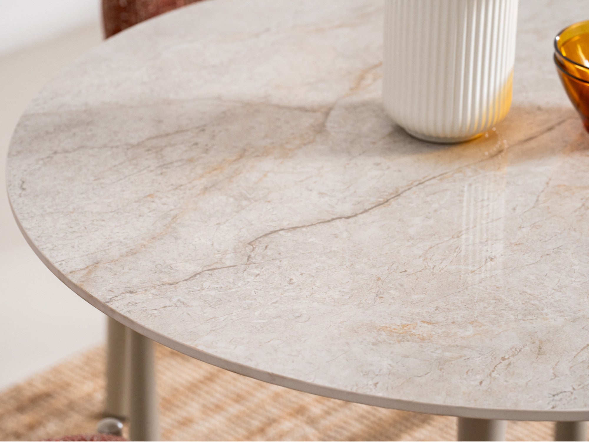Scandi Medium Dining Table – Rocky Marble Effect | Cappuccino Frame