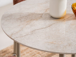 Scandi Medium Dining Table – Rocky Marble Effect | Cappuccino Frame