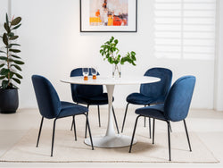 Scandi Large Dining Table – Snow White Marble Effect | White Frame