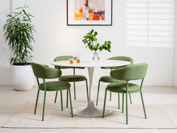 Scandi Large Dining Table – Snow White Marble Effect | White Frame