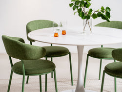 Scandi Large Dining Table – Snow White Marble Effect | White Frame