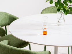 Scandi Large Dining Table – Snow White Marble Effect | White Frame