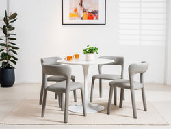 Scandi Medium Dining Table – Snow White Marble Effect | White Frame