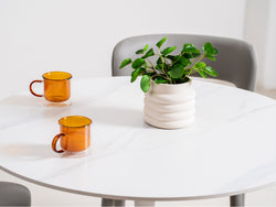 Scandi Medium Dining Table – Snow White Marble Effect | White Frame