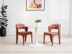 Scandi Medium Dining Table – Snow White Marble Effect | White Frame