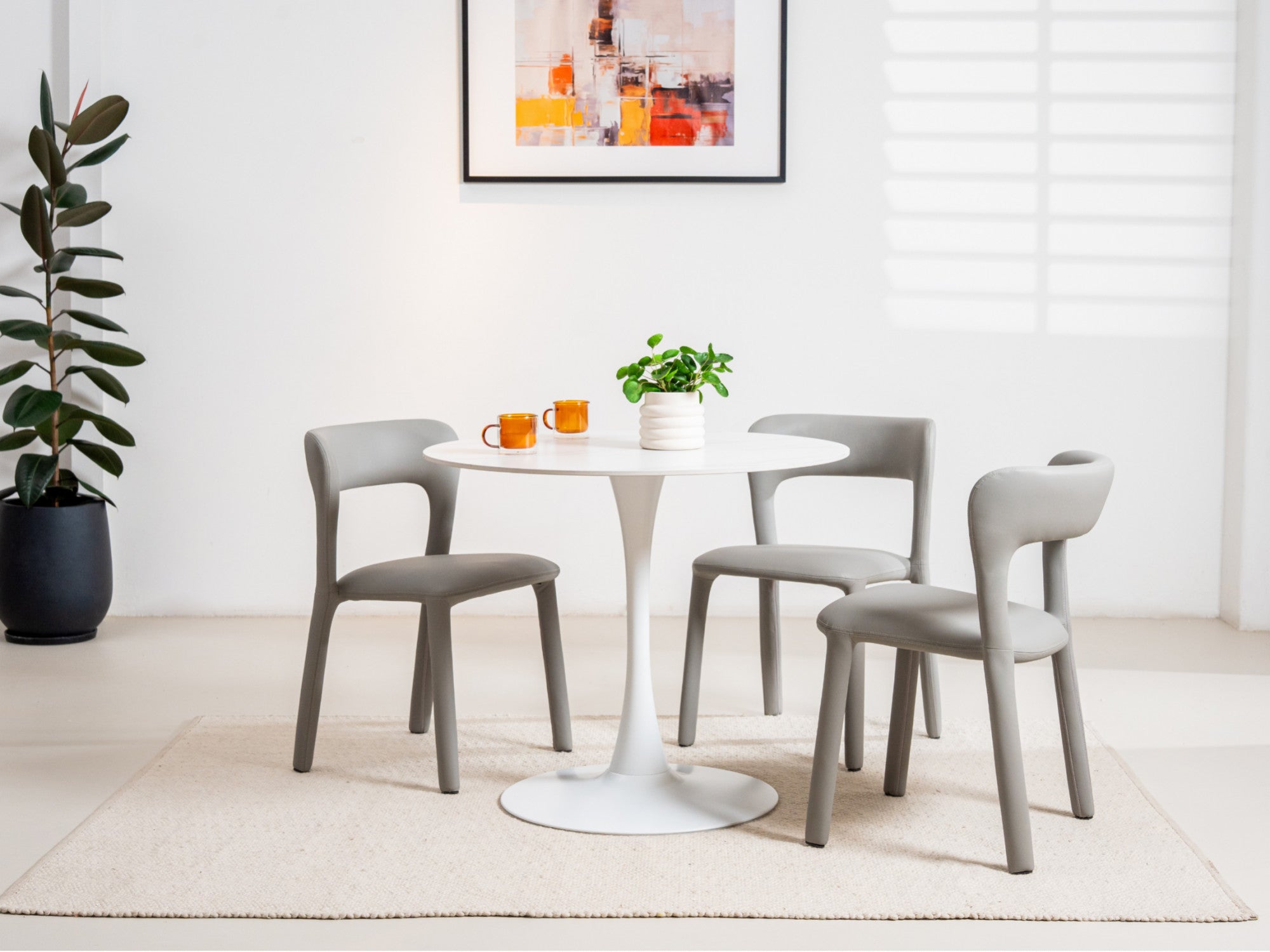 Madrid Dining Chair – Grey | Eco Leather Upholstery (Set of 2)