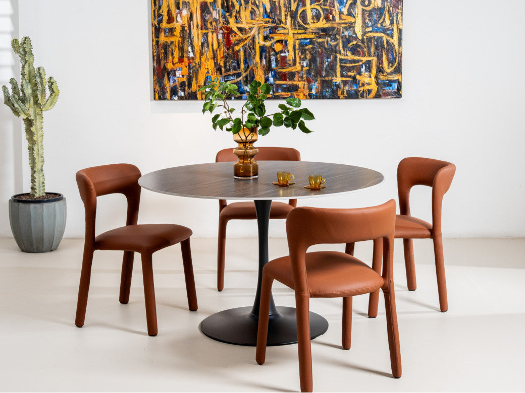 Madrid Dining Chair – Tan | Eco Leather Upholstery (Set of 2)