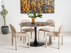 Egypt Dining Chair – Autumn | Textured Fabric & Creamy Frame (Set of 2)