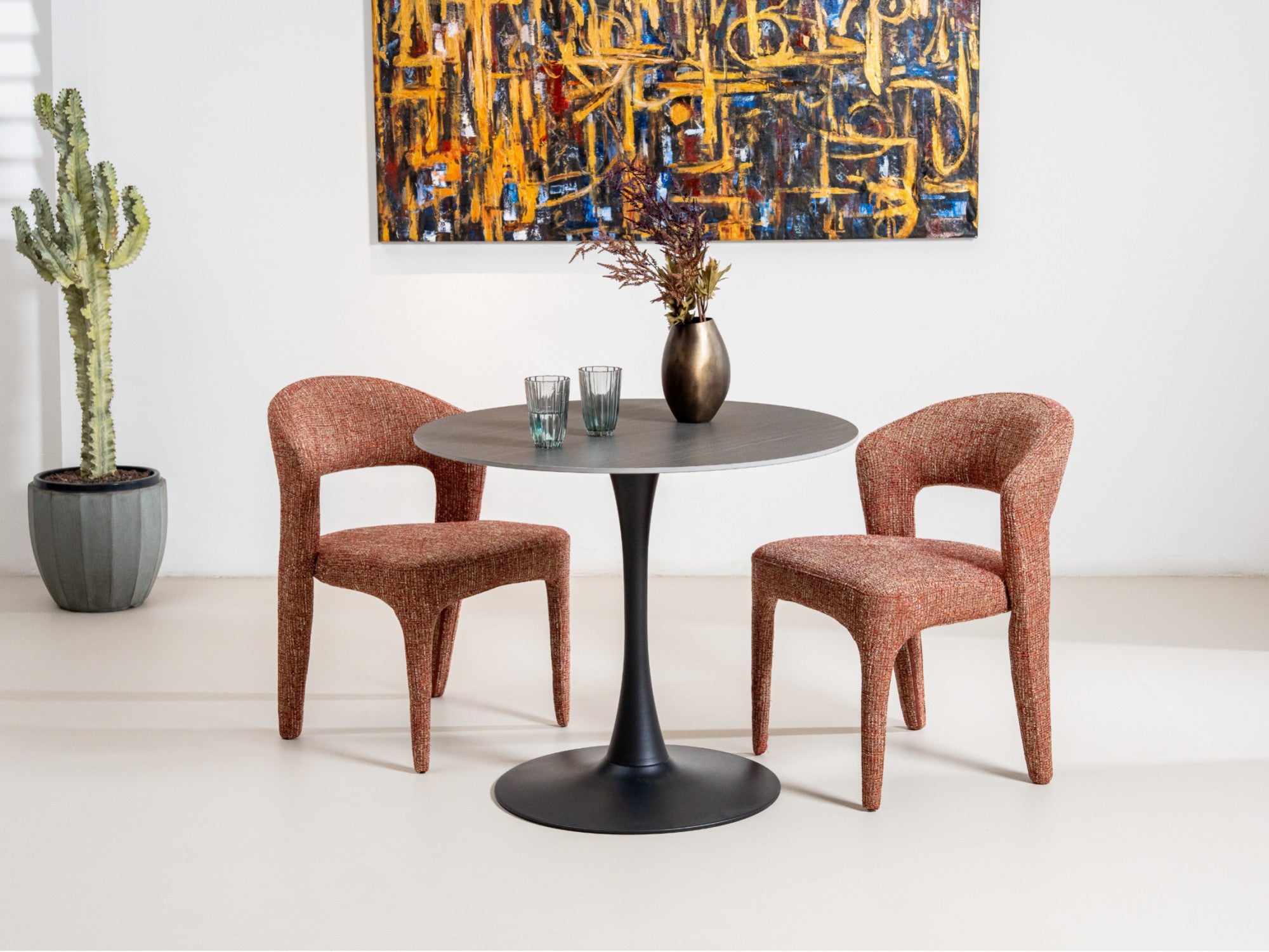 Seville Dining Chair – Sunset | Textured Fabric Upholstery (Set of 2)