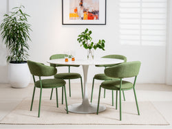Cannes Dining Chair – Moss | Textured Fabric & Powder-Coated Frame (Set of 2)