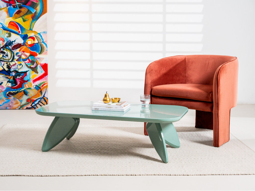Hugh Coffee Table – Mint | High Gloss Polyurethane Finish