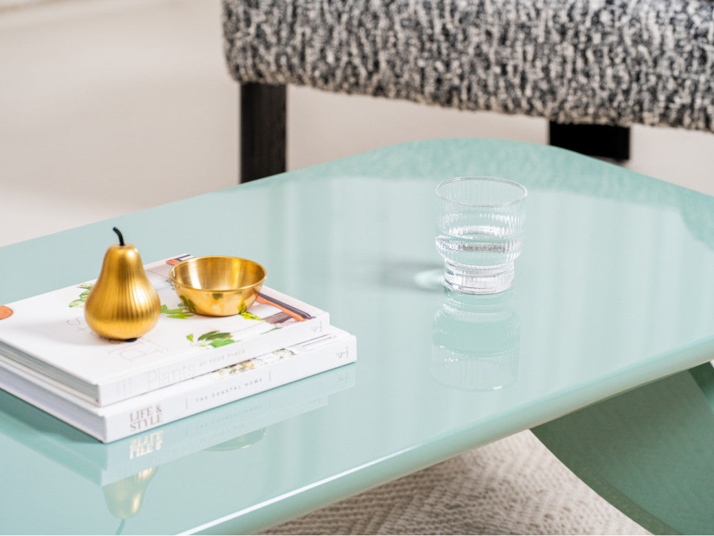 Hugh Coffee Table – Mint | High Gloss Polyurethane Finish