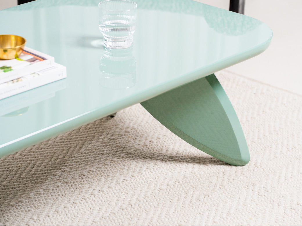 Hugh Coffee Table – Mint | High Gloss Polyurethane Finish