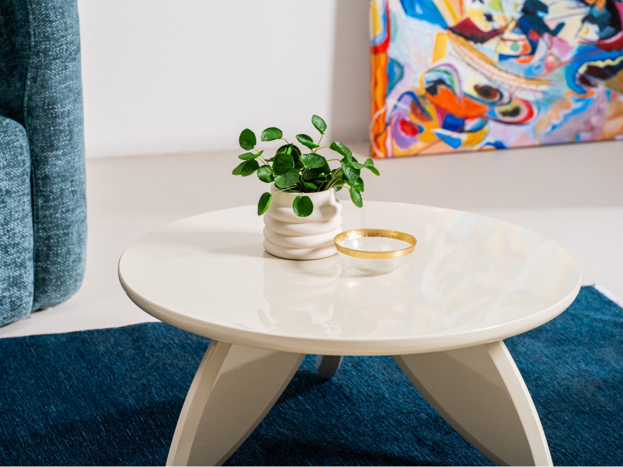 Peace Coffee Table – Cream | High Gloss Polyurethane Finish