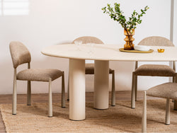 Egypt Dining Chair – Autumn | Textured Fabric & Creamy Frame (Set of 2)