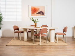 Egypt Dining Chair – Sunset | Textured Fabric & Creamy Frame (Set of 2)