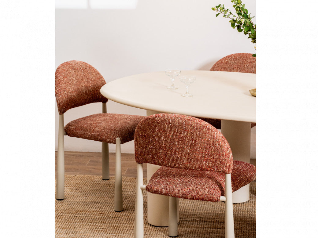 Egypt Dining Chair – Sunset | Textured Fabric & Creamy Frame (Set of 2)