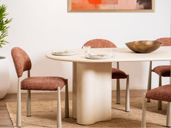 Egypt Dining Chair – Sunset | Textured Fabric & Creamy Frame (Set of 2)