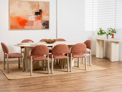 Egypt Dining Chair – Sunset | Textured Fabric & Creamy Frame (Set of 2)