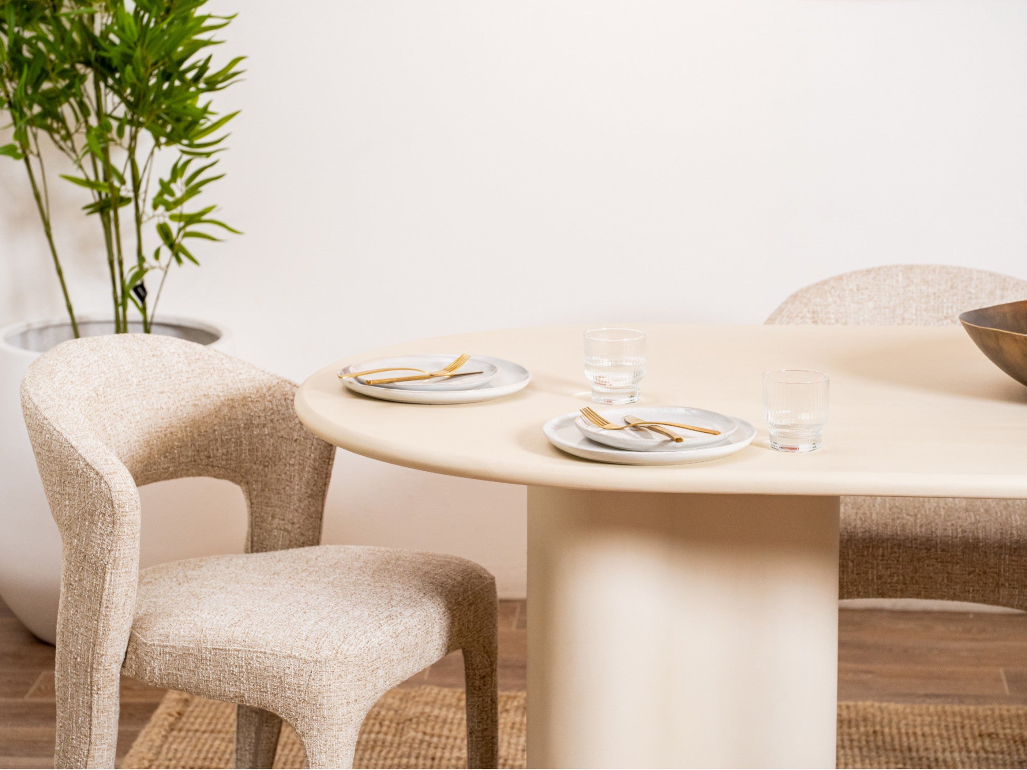 Seville Dining Chair – Wheat | Textured Fabric Upholstery (Set of 2)
