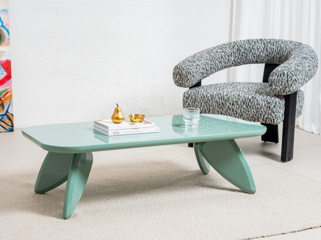 Hugh Coffee Table – Mint | High Gloss Polyurethane Finish