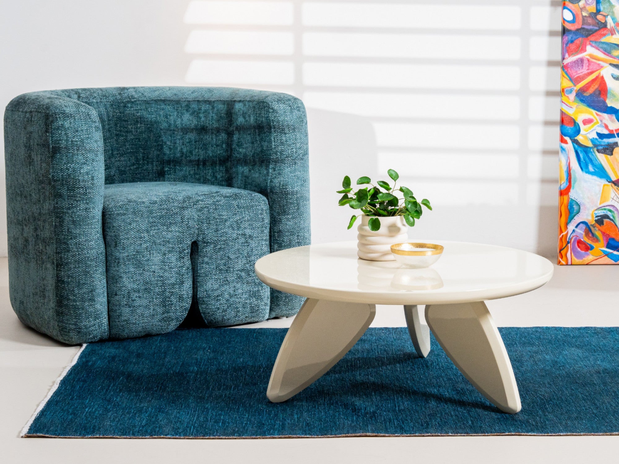 Peace Coffee Table – Cream | High Gloss Polyurethane Finish
