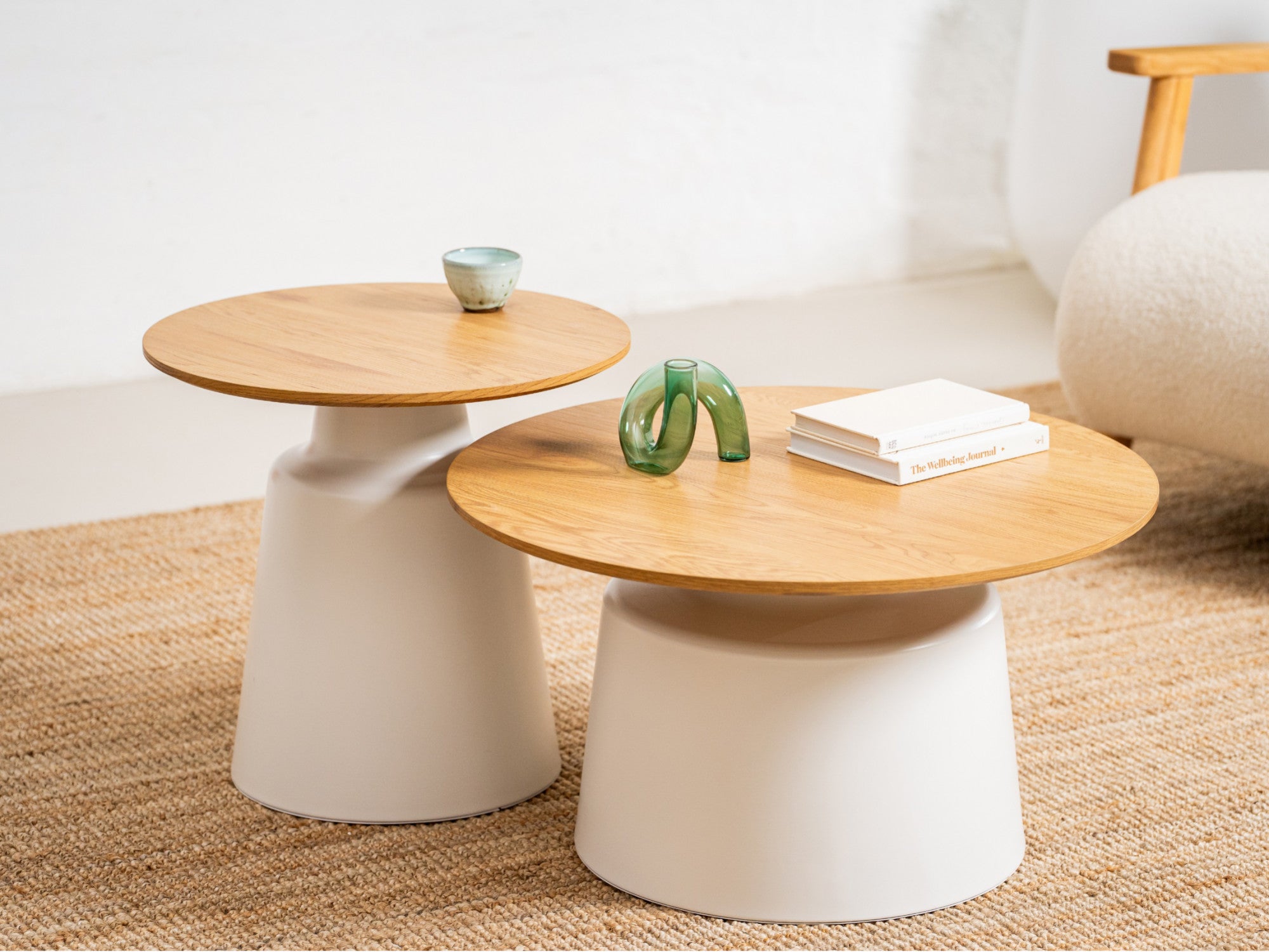 Coach Coffee Table Set – Oak | White Frame