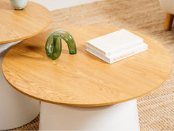 Coach Coffee Table Set – Oak | White Frame
