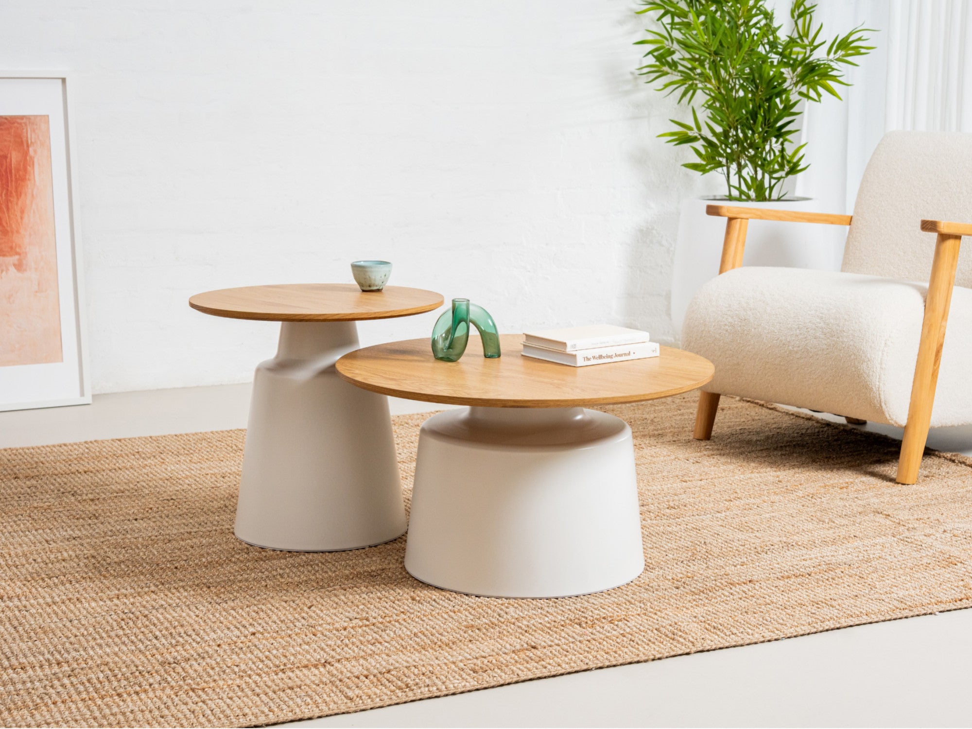 Coach Coffee Table Set – Oak | White Frame
