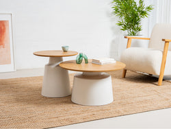 Coach Coffee Table Set – Oak | White Frame
