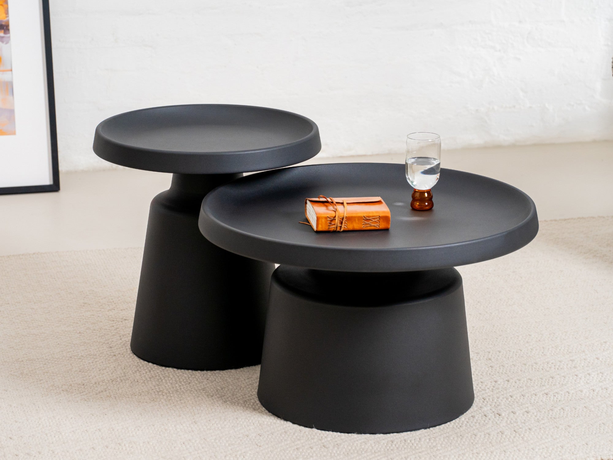 Fendi Coffee Table Set – Black | Powder-Coated Metal (Set of 2)