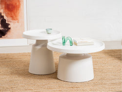Fendi Coffee Table Set – White | Powder-Coated Metal (Set of 2)