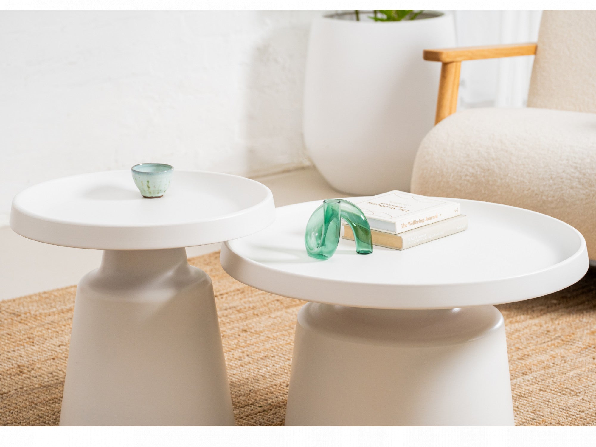 Fendi Coffee Table Set – White | Powder-Coated Metal (Set of 2)