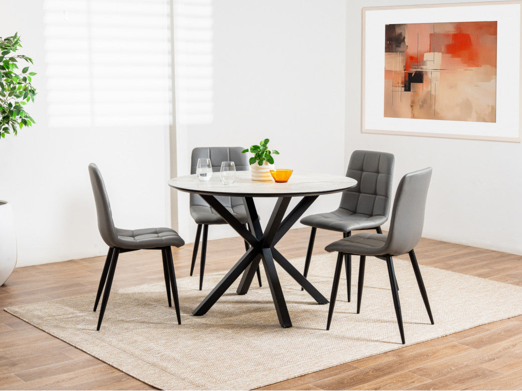 Jack Dining Chair – Charcoal | Eco Leather & Black Frame (Set of 2)