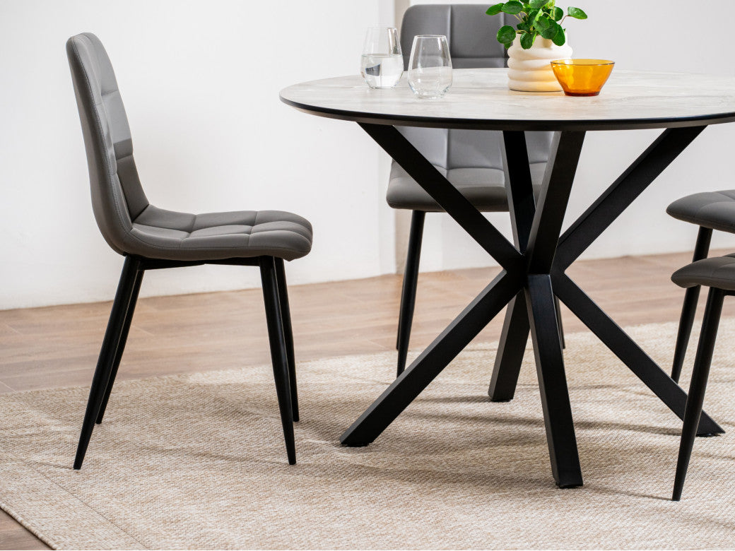 Jack Dining Chair – Charcoal | Eco Leather & Black Frame (Set of 2)