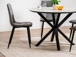 Jack Dining Chair – Charcoal | Eco Leather & Black Frame (Set of 2)