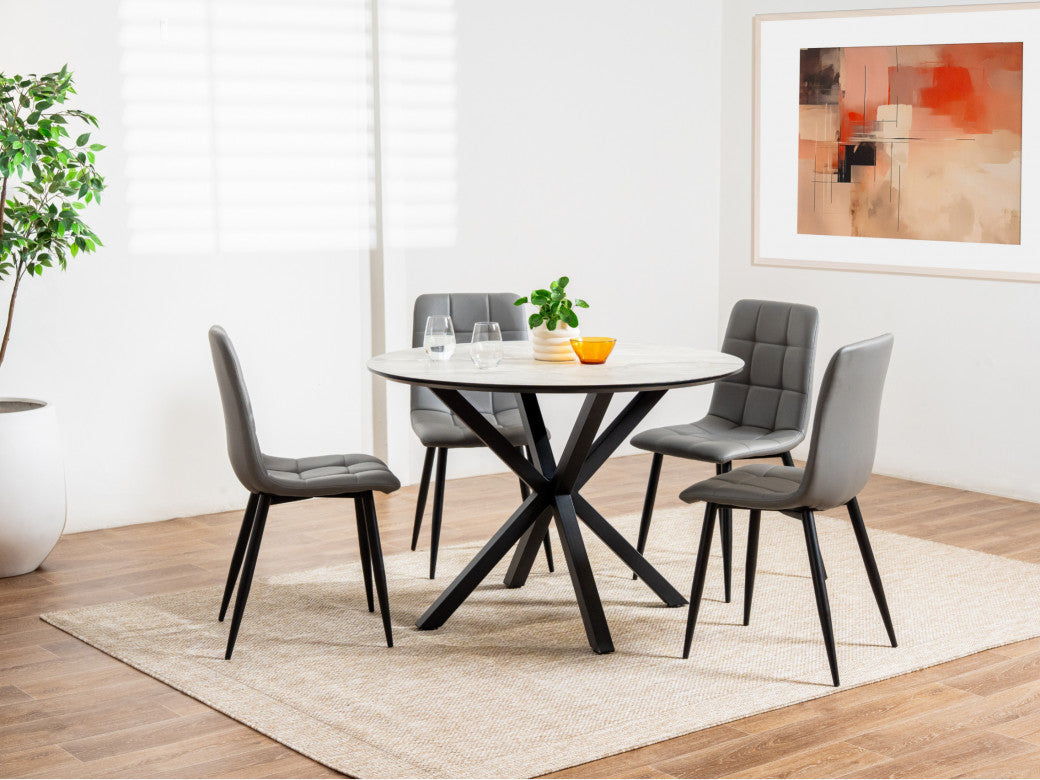 Jack Dining Chair – Charcoal | Eco Leather & Black Frame (Set of 4)