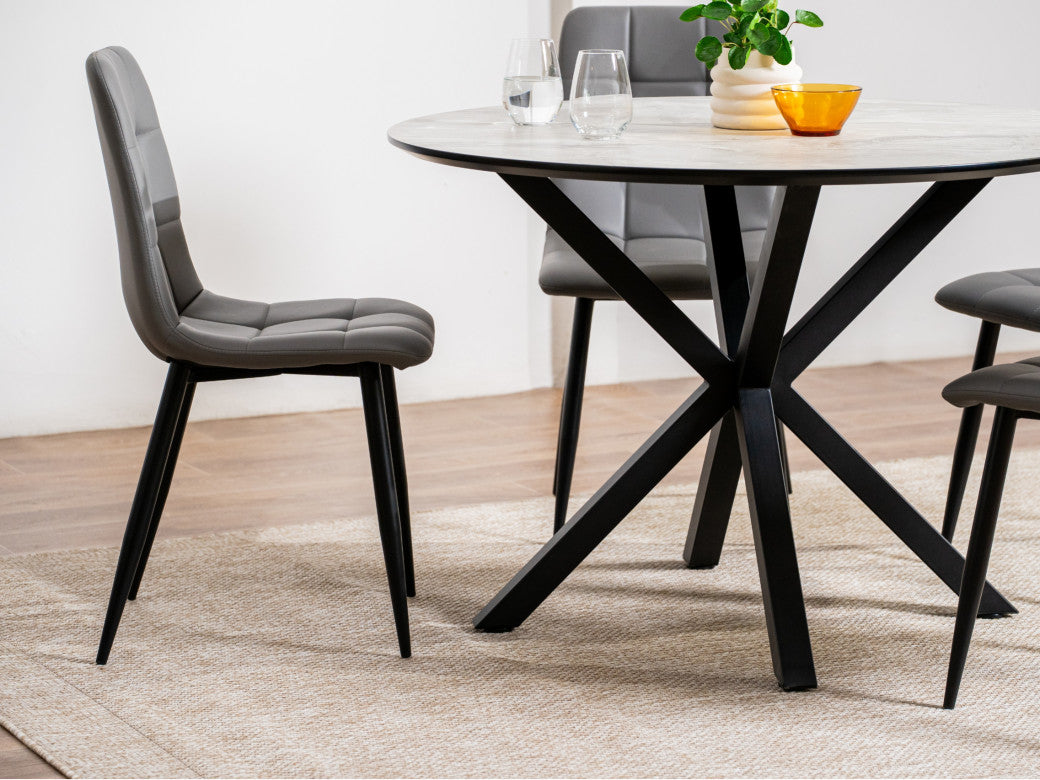 Jack Dining Chair – Charcoal | Eco Leather & Black Frame (Set of 4)