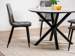 Jack Dining Chair – Charcoal | Eco Leather & Black Frame (Set of 4)