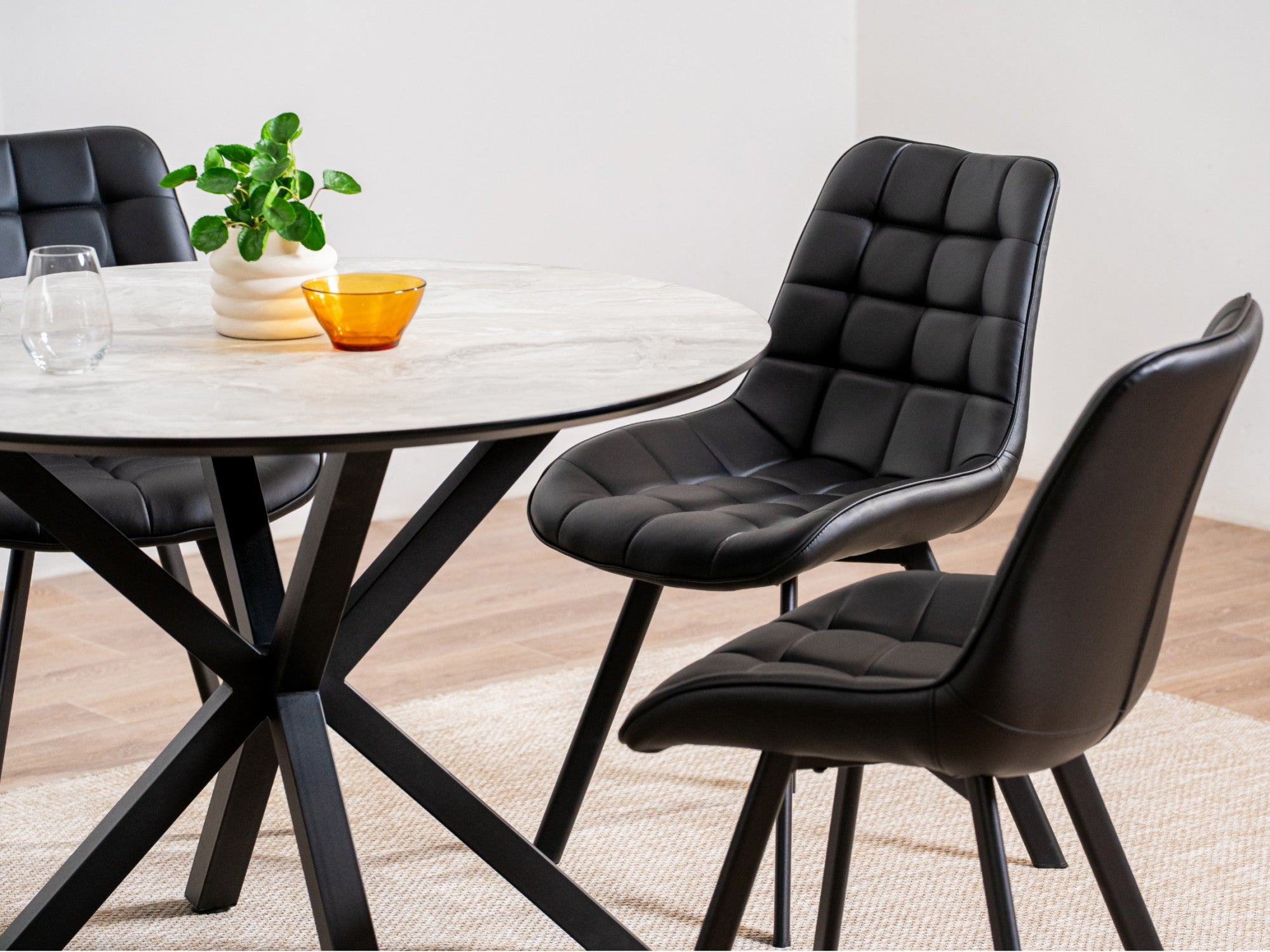 Forest Dining Chair – Black | Eco Leather & Black Frame (Set of 2)