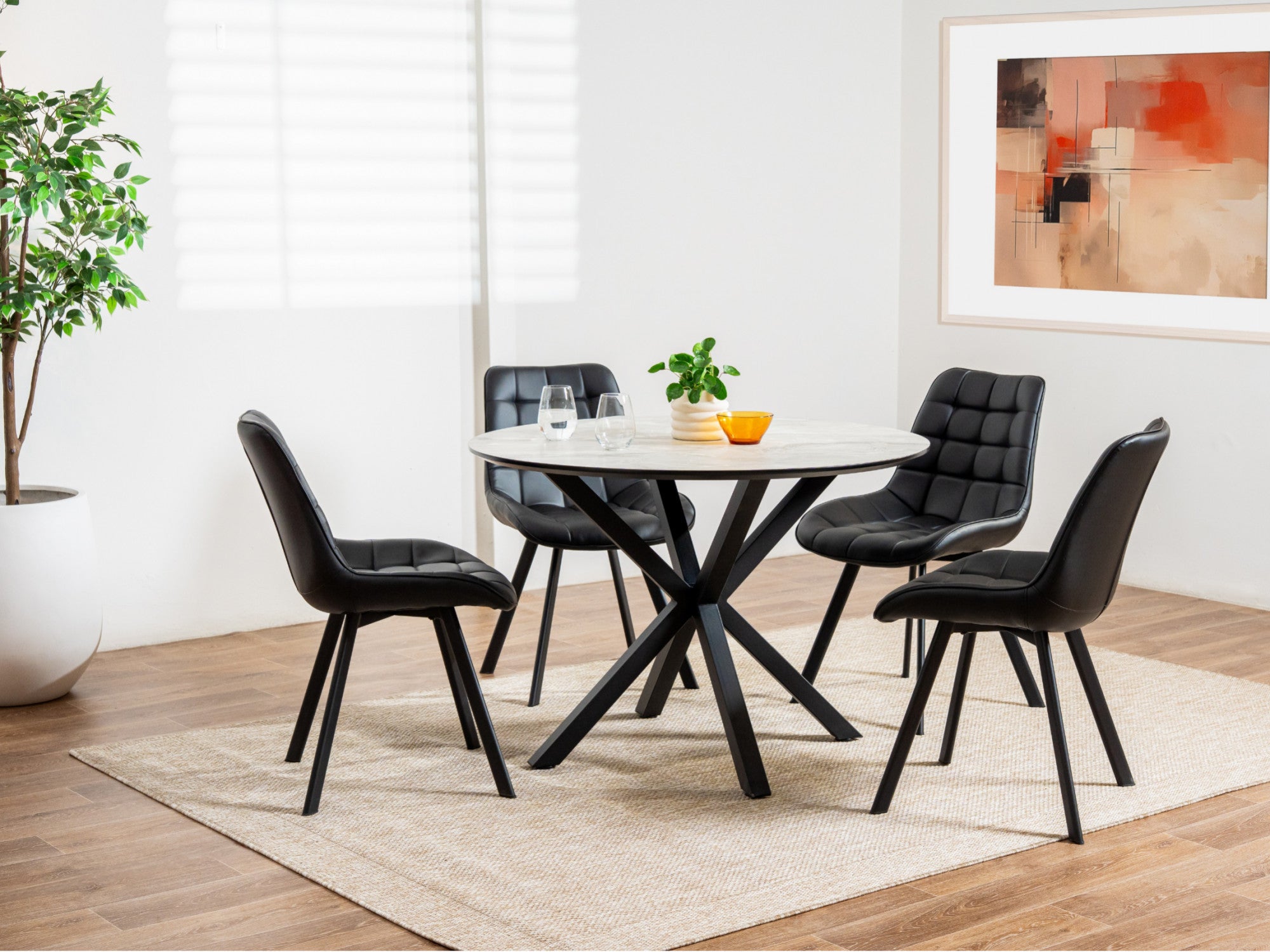 Forest Dining Chair – Black | Eco Leather & Black Frame (Set of 2)