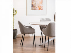 Napier Dining Chair – Grey | Textured Fabric & Black Frame (Set of 2)