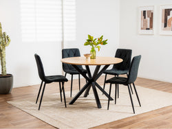 Villa Round Dining Table – Natural Ash | Black Frame