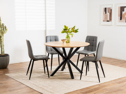 Villa Round Dining Table – Natural Ash | Black Frame